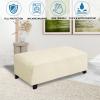 ZNSAYOTX 2026 Rectangle Ottoman Cover (L:57"-75") Super Stretch Soft Footrest Slipcover Form Fit, Universal Folding Foot Stool Covers with Non-Slip Elastic Band, Fashion Jacquard Texture, Beige view 2