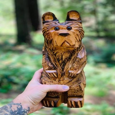 12" Cedar Bear Chainsaw Carvings (Black bear)