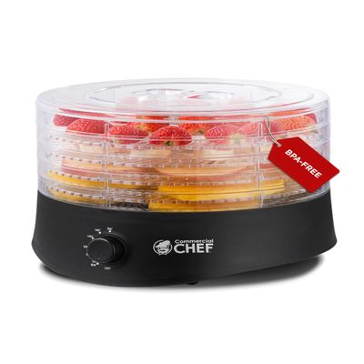 Commercial Chef Food Dehydrator, Five 9.25 BPA-Free Trays, CCD100B6, Black