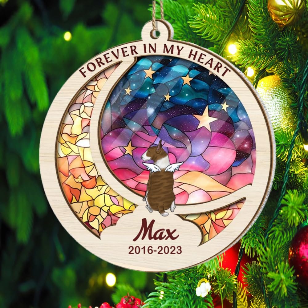 Bull Terrier (Brindle) Christmas Ornament, Dog Memorial Ornament, Custom Dog Breeds and Name, Loss of Dog Sympathy Gift, Dog 2024, for Dogs Lovers