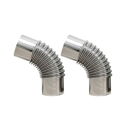 SoloWilder Wood Stove Pipe 2pcs 45 Degree Stainless Steel Chimney Tube 2.36" Stovepipe for Camping Tent Stove