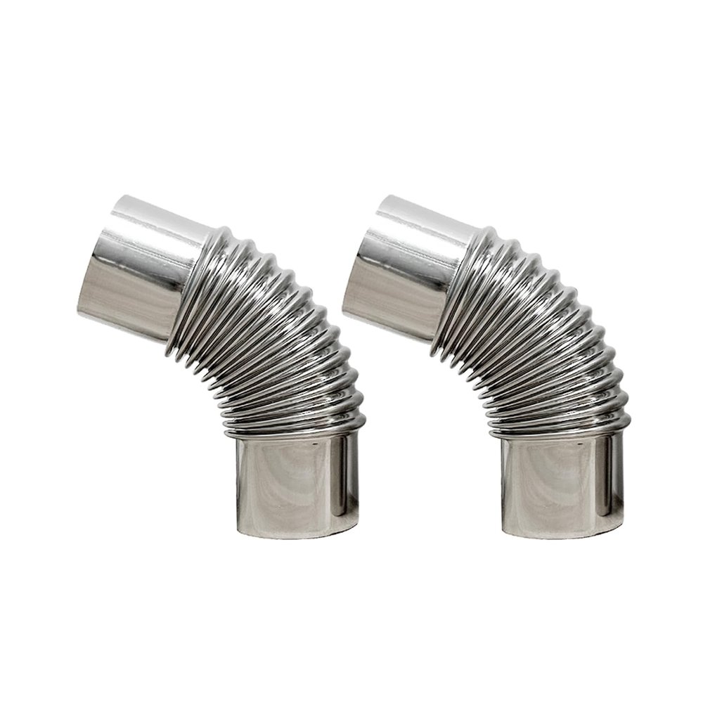 SoloWilder Wood Stove Pipe 2pcs 45 Degree Stainless Steel Chimney Tube 2.36" Stovepipe for Camping Tent Stove