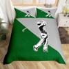 Golf Kids Duvet Cover Set Full Size,Ball Sports Games Modern Fashion Bedding Set,Boys Girls Adults Room Decor,Geometric Patchwork Chic Comforter Cover,Grey Green Unique Quilt Cover,2 Pillowcases view 4