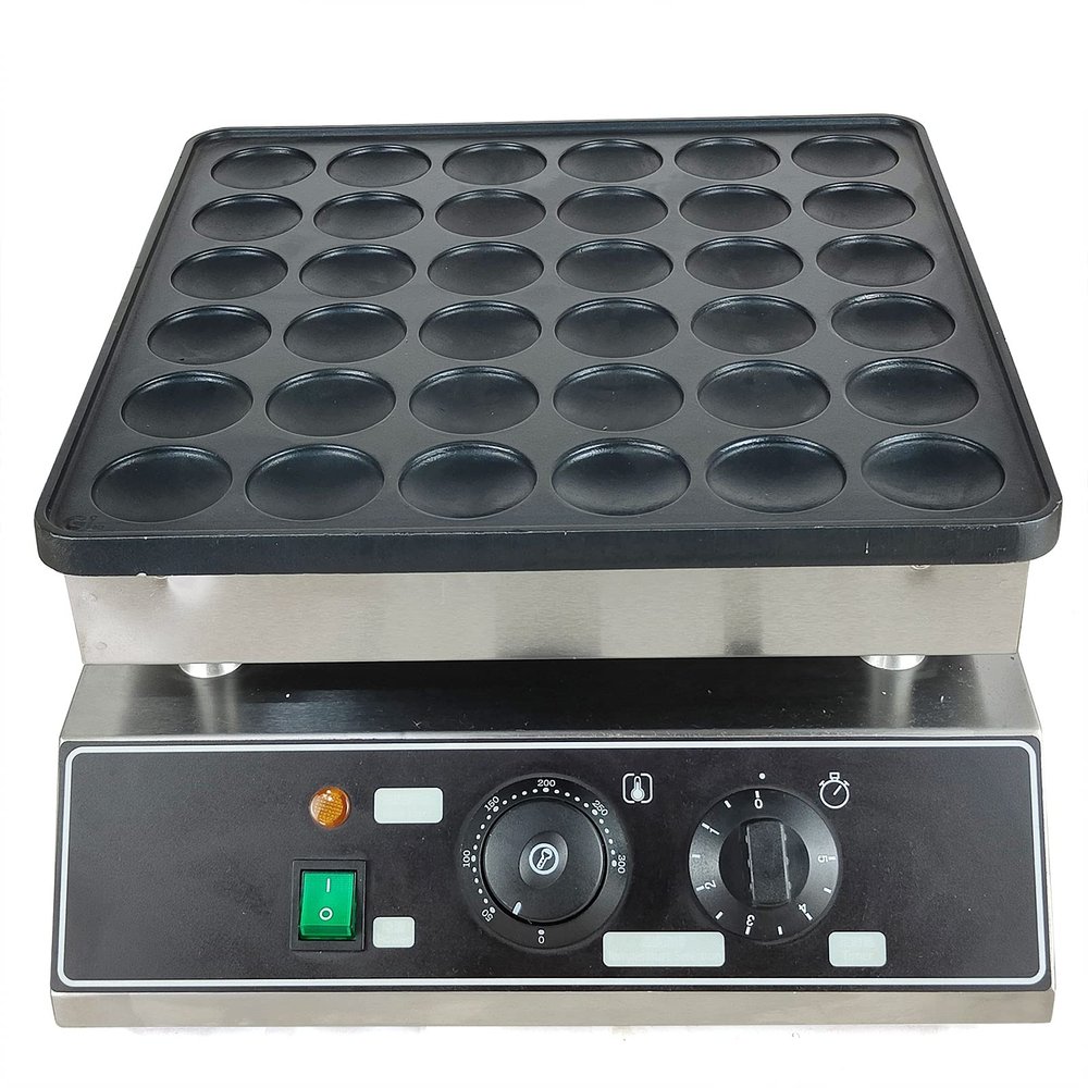 Hteedy Mini Dutch Pancake Maker, Commercial Electric Mini Dutch Pancake Maker Baker Machine Nonstick 36 Holes Non Stick Pancake Pan Dutch Pancake Griddle for Baking Crepes