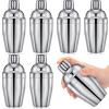 Nitial 6 Pcs Bar Cocktail Shaker Professional Stainless Steel Martini Drink Mixer with Built-in Strainer for Bartending No Leaks Boston Shaker for Bar Party Drink Mixing Tool(8 oz,Silver) view 1