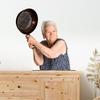 Funny Wall Decal Old Lady With Pan - Peel and Stick Removable Art Sticker Granny Poster Mural for Bedroom Kitchen Dining Room Dorm - Weird Stuff Funny Gifts for Friends (26" x 22") view 1