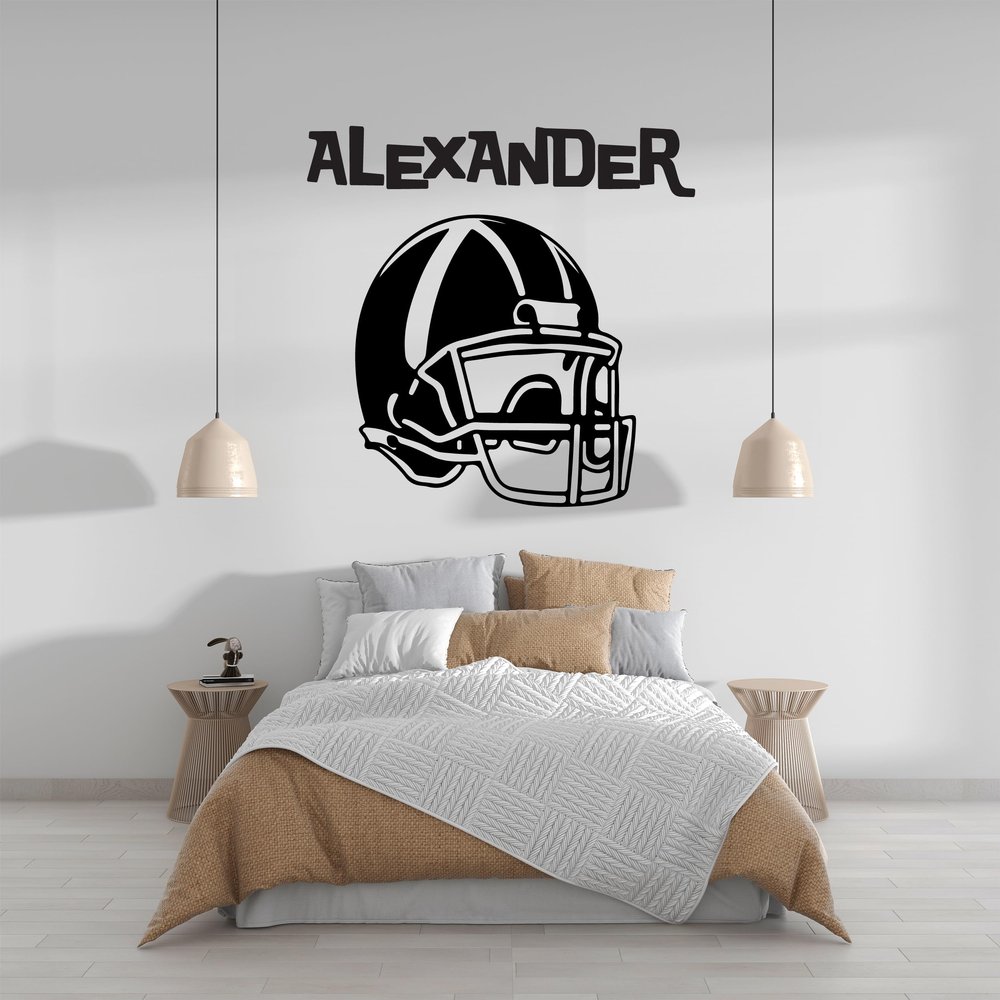 Custom American Football Wall Decals - Personalized Vinyl Stickers for Boys' Room Decor - Football Player Wall Stickers - Sporty Wall Decor
