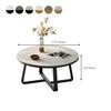 CraftThink Coffee Table, Round Stone Modern Sofa Table with Scratch-Resistant Top & Steel Frame for Living Room Center -White/Gold Black 27.5" L x 27.5" W x 18" H view 2