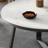 CraftThink Coffee Table, Round Stone Modern Sofa Table with Scratch-Resistant Top & Steel Frame for Living Room Center -White/Gold Black 27.5" L x 27.5" W x 18" H view 4