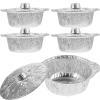 5 Sets Aluminum Round Foil Pans with Lid 1800ml Baking Foil Pan Tinfoil Camping Pot Food Grade Cookware for Roasting Meal Prep Reheating Oil-Proof Oven Safe view 1