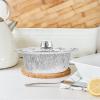 5 Sets Aluminum Round Foil Pans with Lid 1800ml Baking Foil Pan Tinfoil Camping Pot Food Grade Cookware for Roasting Meal Prep Reheating Oil-Proof Oven Safe view 3