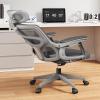 360 Rotatable Office Chair with Wheels Desk Chair Adjustable Headrest Suspended Lumbar Pillow Reclining Armrest Home Office Reclining Swivel Chair Ergonomic Office Chair Withoutfootrest Grey view 1