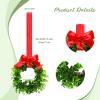 Jexine 12 Pcs Mini Christmas Wreath for Kitchen Cabinet Christmas Small Wreath with Red Bow Ribbon for Window Front Door Chair Wall Fireplace Xmas Artificial Greenery Decoration view 2