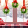 Jexine 12 Pcs Mini Christmas Wreath for Kitchen Cabinet Christmas Small Wreath with Red Bow Ribbon for Window Front Door Chair Wall Fireplace Xmas Artificial Greenery Decoration view 3