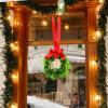 Jexine 12 Pcs Mini Christmas Wreath for Kitchen Cabinet Christmas Small Wreath with Red Bow Ribbon for Window Front Door Chair Wall Fireplace Xmas Artificial Greenery Decoration view 4