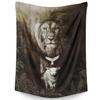Fchen art Christian Tapestry Wall Hanging - Jesus & Lion of Judah Religious Decor, 80x90 Inch Polyester Fabric Spiritual Wall Art for Bedroom, Living Room, Church view 1