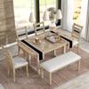 Bellemave 6 Piece Dining Table Set for 6 with Bench Farmhouse Kitchen Table and Upholstered Chairs & Bench Wood Rectangular Dinner Table Set of 6 for Dining Room, Natural Wood Wash view 1