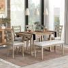 Bellemave 6 Piece Dining Table Set for 6 with Bench Farmhouse Kitchen Table and Upholstered Chairs & Bench Wood Rectangular Dinner Table Set of 6 for Dining Room, Natural Wood Wash view 2