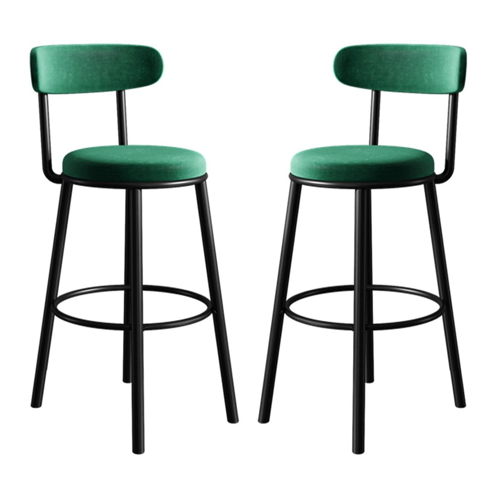 KAMPCO Velvet Bar Stools Set of 2, Counter Height Barstools with Back and Metal Legs, Upholstered Bar Chair for Kitchen Island, Bar Height High Chairs
