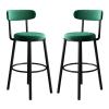 KAMPCO Velvet Bar Stools Set of 2, Counter Height Barstools with Back and Metal Legs, Upholstered Bar Chair for Kitchen Island, Bar Height High Chairs view 1
