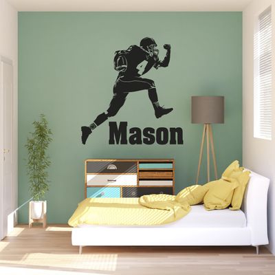 Personalized Football Room Decor - Custom American Football Wall Stickers Name and Number - Decals for Boys' Bedroom with Personalized Name