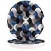 Car Coasters for Cup Holders 2.6" Dia Strong Absorbent Car Interior Accessories for Women Men, Middle Age Art Abstract Geometric Fan Pattern Blue Ceramic Car Coaster with Finger Grooves (2-Piece Set) view 1