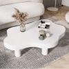 Cloud Coffee Table, Modern Geometric Irregular Wooden Cocktail Table Center Table with 3 Legs, Round Corner Thicken End Table for Small Space Bedroom Living Room Furniture, Easy Assemble,White,39.4"Lx view 1