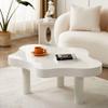 Cloud Coffee Table, Modern Geometric Irregular Wooden Cocktail Table Center Table with 3 Legs, Round Corner Thicken End Table for Small Space Bedroom Living Room Furniture, Easy Assemble,White,39.4"Lx view 2