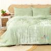DecorAvenue Ultra-Luxe Solid Velvet Duvet Cover, Boho Bedding UO Comforter Bedding Donna Cover,3 Pc Duvet Set, Velvet Bedding Set (Sage Green,California King 98" x 104") view 3