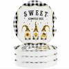 Car Coasters for Cup Holders 2.6" Dia Strong Absorbent Car Interior Accessories for Women Men, Cute Gnomes Bees Black White Buffalo Check Plaid Ceramic Car Coaster with Finger Grooves (4-Piece Set) view 1