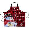 ZOE STORE Christmas Snowman Bib Aprons with Pockets Waterproof, Adjustable Apron for Men Women Let Snow Winter Snowflake Red Black Plaid view 1