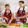 ZOE STORE Christmas Snowman Bib Aprons with Pockets Waterproof, Adjustable Apron for Men Women Let Snow Winter Snowflake Red Black Plaid view 2
