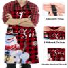 ZOE STORE Christmas Snowman Bib Aprons with Pockets Waterproof, Adjustable Apron for Men Women Let Snow Winter Snowflake Red Black Plaid view 3