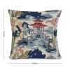 Cheyan White Coral Navy Blue Asian Chinoiserie Pagoda Decorative Pillow Covers 22x22in Chinoiserie Asian Pillowcase Farmhouse Throw Cushion Cover Cases for Couch Sofa Bed Living Room Home Decoration view 2