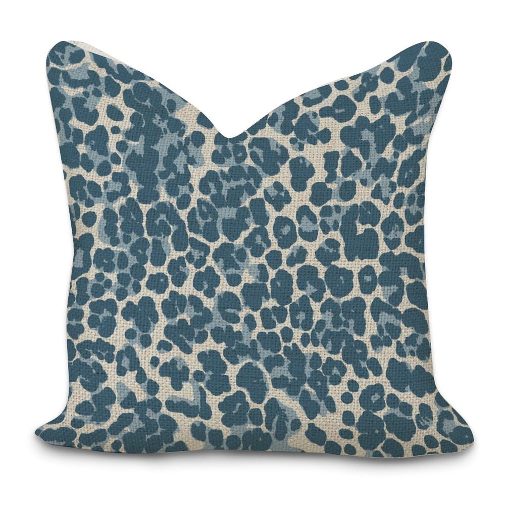 Cheetah Leopard Print Animal Light Blue and Light Gray Decorative Pillow Covers 20x20in Chinoiserie Asian Pillowcase Farmhouse Throw Cushion Cover Cases for Couch Sofa Bed Living Room Home Decor