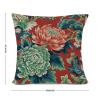 Chinoiserie Red Peony Floral Decorative Throw Pillow Covers 18x18in Zipped Farmhouse Square Accent Pillowcase Cushion Cover Case for Bedroom Sofa Couch Coffee Bar Club Pub Home Decor view 2