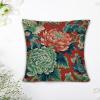 Chinoiserie Red Peony Floral Decorative Throw Pillow Covers 18x18in Zipped Farmhouse Square Accent Pillowcase Cushion Cover Case for Bedroom Sofa Couch Coffee Bar Club Pub Home Decor view 4