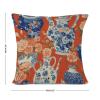 Farmhouse Throw Pillow Cover with Zipper Orange Red Chinoiserie Floral Blue and White Porcelain Vase Pillow Cases Cushion Cover for Office Living Room Bedroom Car Chair Home Decorations 16x16in view 2