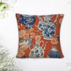 Farmhouse Throw Pillow Cover with Zipper Orange Red Chinoiserie Floral Blue and White Porcelain Vase Pillow Cases Cushion Cover for Office Living Room Bedroom Car Chair Home Decorations 16x16in view 4