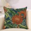 Cotton Linen Farmhouse Throw Pillow Cover with Zipper Blue Red Orange Chinoiserie Floral Pillow Cases Cushion Cover for Office Living Room Bedroom Car Chair Home Decorations 18x18in view 3