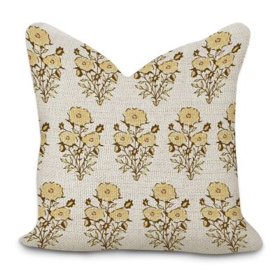 Cotton Linen Farmhouse Throw Pillow Cover with Zipper Yellow Flower Pillow Cases Cushion Cover for Office Living Room Bedroom Car Chair Home Decorations 16x16in