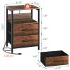 Yoobure Nightstand with Charging Station, LED Night Stand with Fabric Drawers and Storage Shelf for Bedroom, Nightstands Bedside Tables with USB Ports & Outlets, Small Night Stands, Bed Side Table view 3