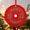 BESTORLOVE Acrylic Christmas Ornament Best Coach Christmas Tree Ornament Weight Plate 3 Inch with Red String Fitness Gym Gym Gift Gym Lover Christmas Decoration Gift for Parents Friend view 1