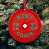 BESTORLOVE Acrylic Christmas Ornament Best Coach Christmas Tree Ornament Weight Plate 3 Inch with Red String Fitness Gym Gym Gift Gym Lover Christmas Decoration Gift for Parents Friend view 4