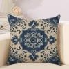 Classical Navy Blue Damask Pattern Decorative Throw Pillow Covers 16x16in Zipped Farmhouse Square Accent Pillowcase Cushion Cover Case for Bedroom Sofa Couch Coffee Bar Club Pub Home Decor view 3