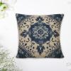 Classical Navy Blue Damask Pattern Decorative Throw Pillow Covers 16x16in Zipped Farmhouse Square Accent Pillowcase Cushion Cover Case for Bedroom Sofa Couch Coffee Bar Club Pub Home Decor view 4