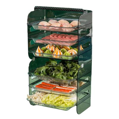 Standing Spice Rack, Multi Layer Food Tray Multifunctional Vegetable Fruit Preparation Plate Organizer for Kitchen Hot Pot Cooking(6 Layer Green)