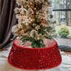 Mokylor Christmas Tree Collar, 30.3 inch Sequin Tree Skirt Foldable Christmas Tree Rings Stand Base Cover for Christmas Holiday Home Decor(redq) view 1