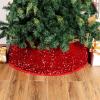Mokylor Christmas Tree Collar, 30.3 inch Sequin Tree Skirt Foldable Christmas Tree Rings Stand Base Cover for Christmas Holiday Home Decor(redq) view 2