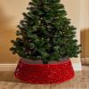 Mokylor Christmas Tree Collar, 30.3 inch Sequin Tree Skirt Foldable Christmas Tree Rings Stand Base Cover for Christmas Holiday Home Decor(redq) view 3